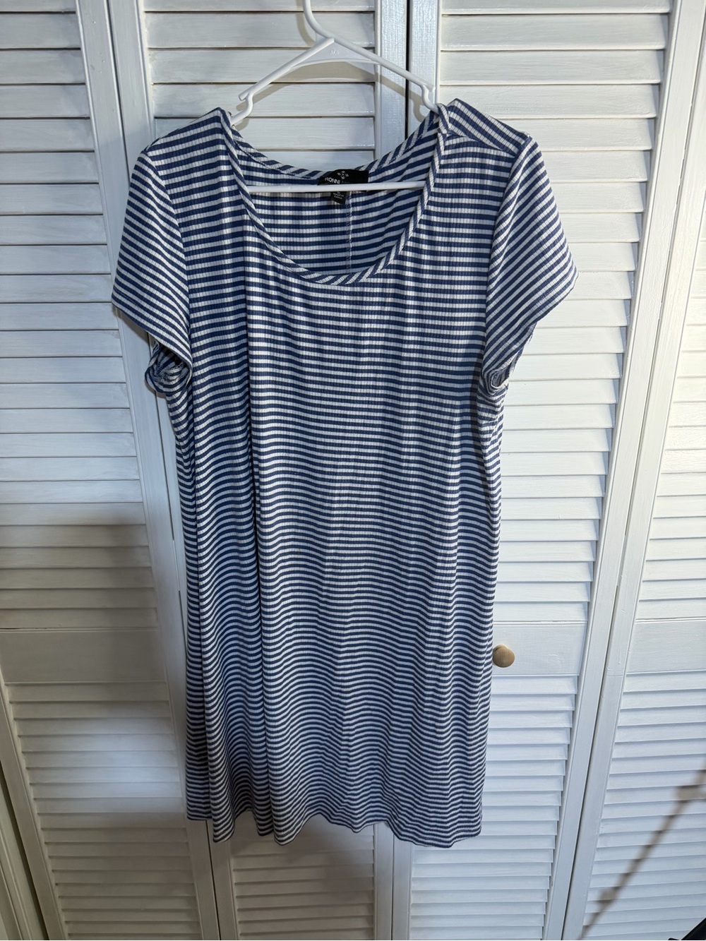 Ronni Nicole Navy and White Striped Short-Sleeve Coverup Dress